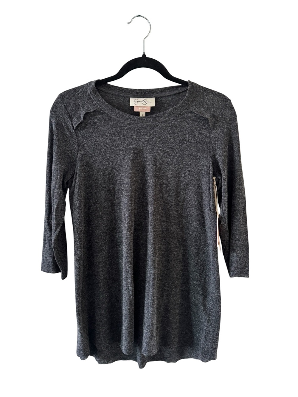 Jessica Simpson Nursing Charcoal Gray Long Sleeve Tunic Top